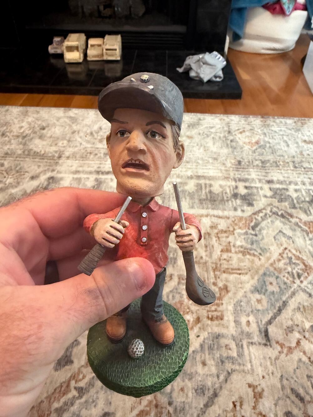 Golfer Bobblehead Figurine Golf Club Ball Red Shirt Decorative Figure #747246